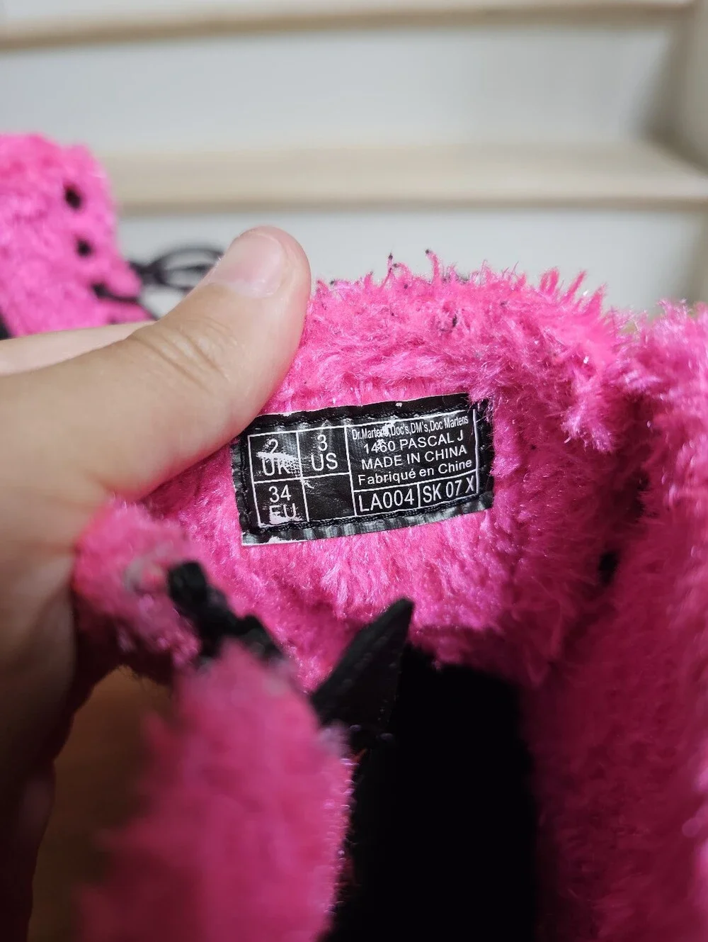 DR. MARTENS 1460 Pascal J Tinsel Fur Boots Kid's Size 3 Clash Pink